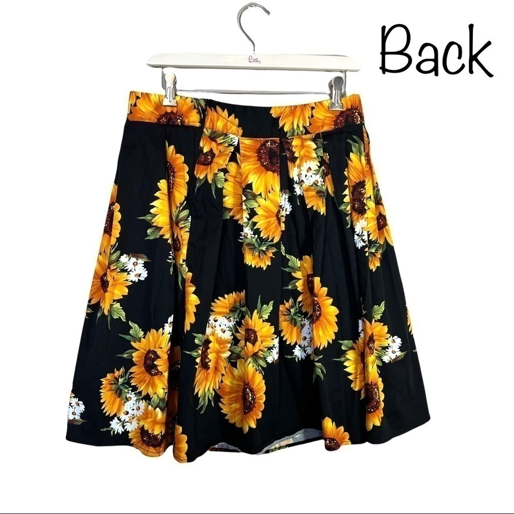 Vintage Handmade Artisan Sunflower Floral Knee Length Lightweight Skirt Large - Picture 7 of 16